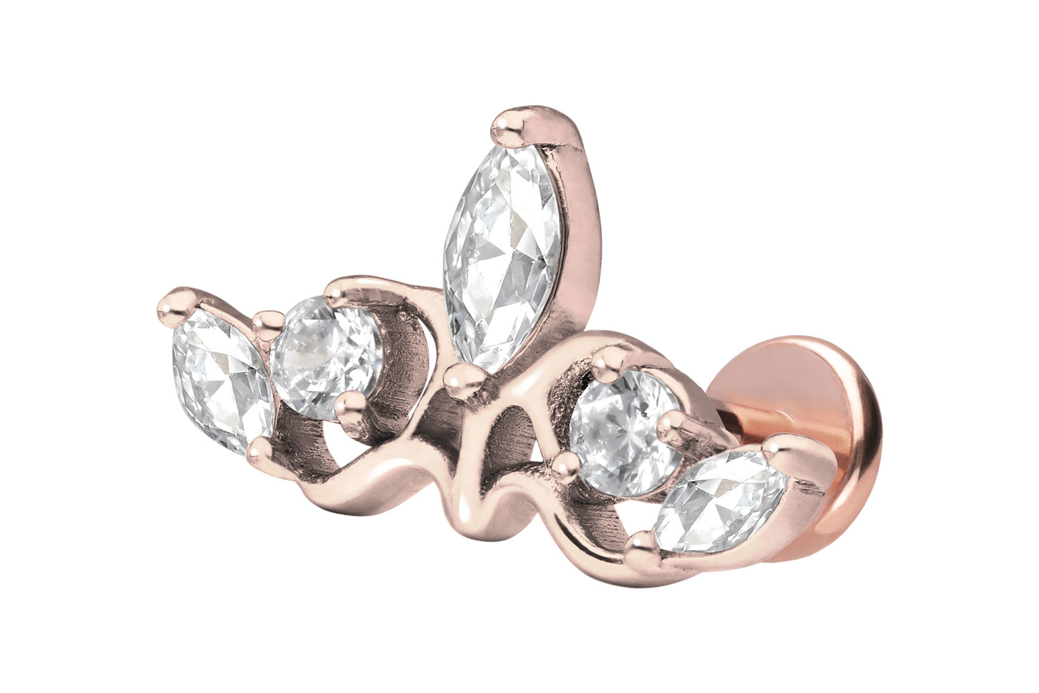 Titan Labret Piercing mit Push Fit GOTISCHE KRONE